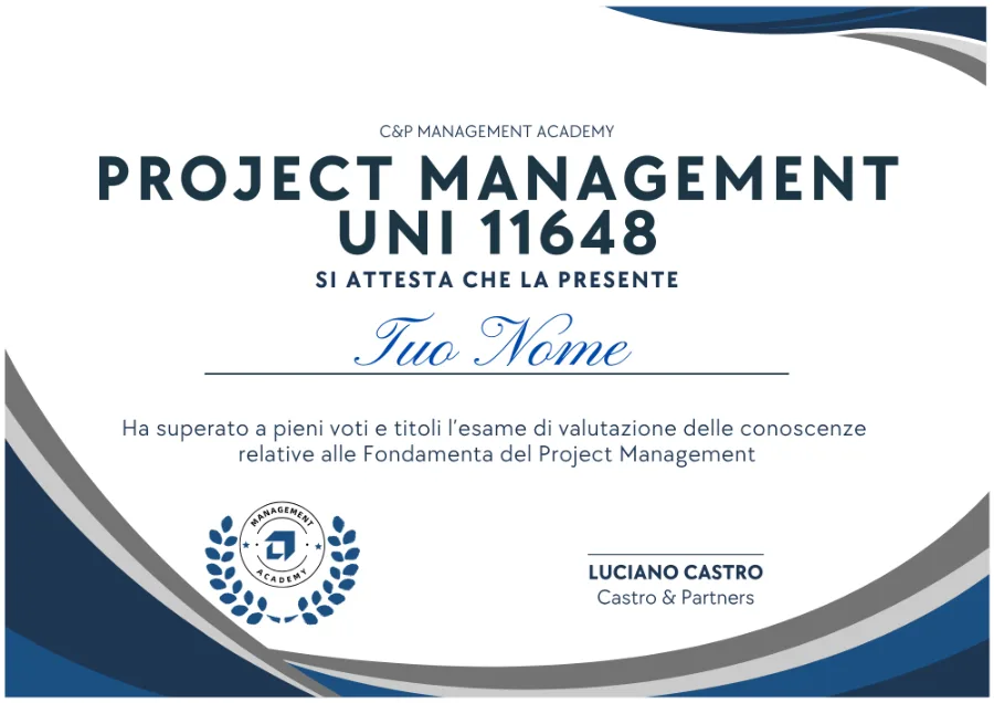 Certificato Project Management UNI 11648 — Management Academy