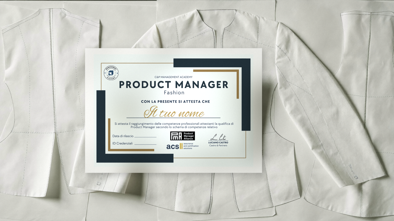 Certificato Product Manager Fashion — Management Academy, UNI 17024